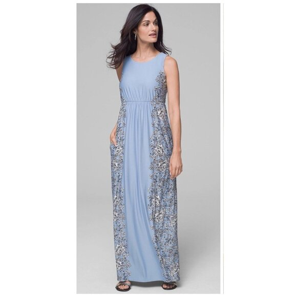 Soma Dress Maxi Blue Floral Print Sleeveless Soft High Neck - Picture 1 of 11